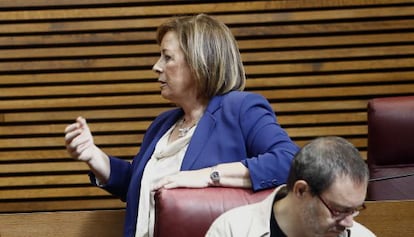 La portavoz de EUPV en Las Cortes Valencianas, Marga Sanz, en el debate de pol&iacute;tica general. 