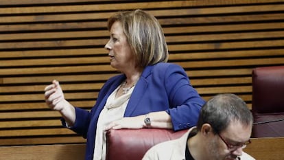 La portavoz de EUPV en Las Cortes Valencianas, Marga Sanz, en uno de los debates de política general.