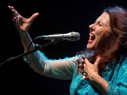 La cantaora malagueña Antonia Contreras durante su actuación en el 58 Festival del Cante de la Minas de La Unión.
