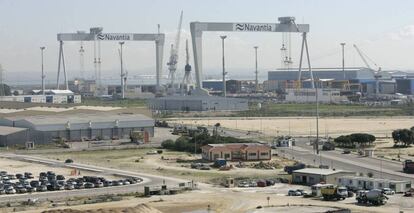 Vista aérea de la Bahía de Cádiz desde el muelle de la Cabezuela.