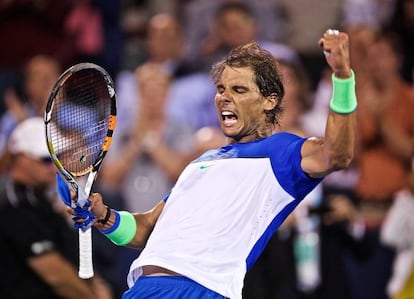 Nadal celebra su victoria ante el ruso Mikhail Youzhny.