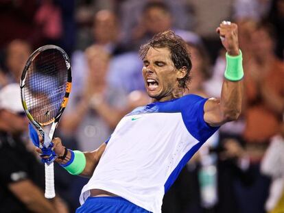 Nadal celebra su victoria ante el ruso Mikhail Youzhny.