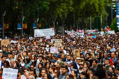 Ambiente de la manifestación a favor de una vivienda digna en Madrid.