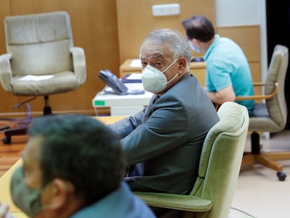 El comisario Eugenio Pino, en junio de 2020, durante la vista del juicio celebrado en la Audiencia Provincial de Madrid por el 'caso prendrive'.