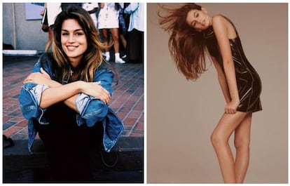 <strong>Cindy Crawford e Kaia Jordan Gerber.</strong> Cindy Crawford se transformou em uma das grandes supermodelos da década dos 90. Tal como conta em seu livro ‘Becoming’ (tornando-se), publicado este ano, a norte-americana trabalhou durante sua adolescência nas plantações de milho de sua cidade, Dekaib (Illinois) e ganhou uma bolsa para fazer licenciatura em engenharia química. No entanto, seu sucesso diante das câmeras a impediu de continuar com os estudos. Kaia Gerber, filha de Crawford e de seu segundo marido, Rande Gerber, assumiu o lugar da mãe, que aos cinquenta anos deu por finalizada sua fase de modelo. No momento, Kaia, foi nomeada Modelo Emergente do ano na Semana da Moda de Nova York.