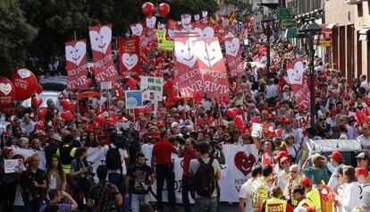 Una manifestación en contra del aborto, el pasado domingo en Madrid.