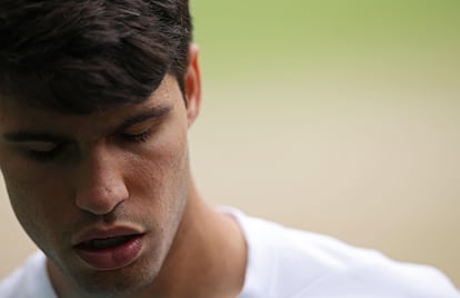 Alcaraz, durante el partido contra Medvedev.