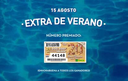 Sorteo Extra de verano de la ONCE 2016.