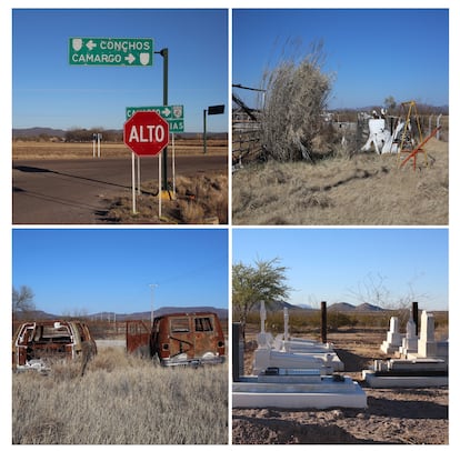 Las huellas del abandono y la violencia que anuncian al visitante la llegada a Conchos. Las tumbas de la familia Ponce y el rancho 'El Sueño' abandonado.