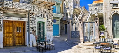 Las calles del pueblo de Pirgi, en la isla de Quíos (Grecia).