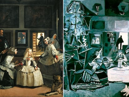 A la izquierda, detalle de 'Las meninas' de Velázquez. A la derecha, detalle de una de las pinturas de la serie 'Las meninas' de Picasso.