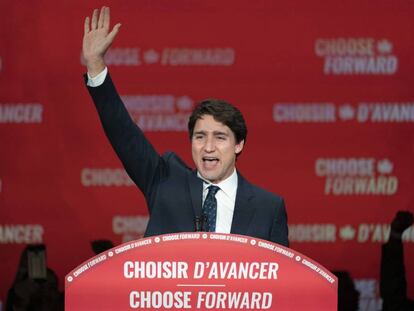 Justin Trudeau celebra la victoria en las elecciones del lunes.