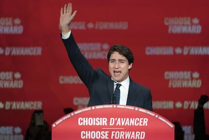 Justin Trudeau celebra la victoria en las elecciones del lunes.