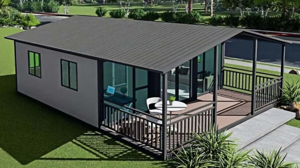 Casa prefabricada con suelos nivelados incluidos.