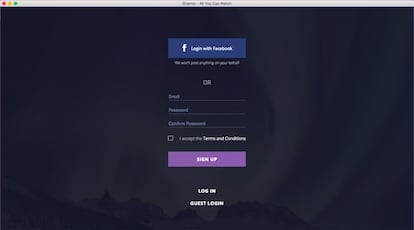 Inicio de la aplicación Stremio