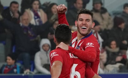 Lucas celebra su gol ante el Huesca.