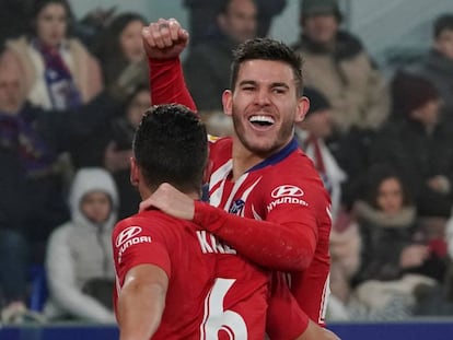 Lucas celebra su gol ante el Huesca.