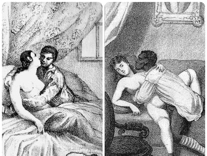 Dos de las ilustraciones del libro 'Eros de Papel. Un infierno Español. Un inventario de las publicaciones eróticas clandestinas (siglos XIX-XX)' de Jean-Louis Guereña.