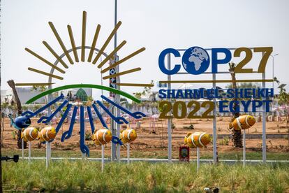 La llamada zona verde de la Conferencia de Naciones Unidas sobre Cambio Climático (COP27), lugar de las acciones de protesta, el 15 de noviembre en Sharm El-Sheikh, Egipto.