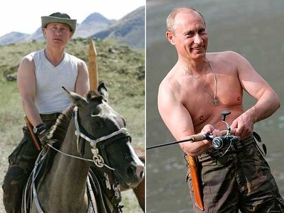 Putin montando a caballo y pescando.