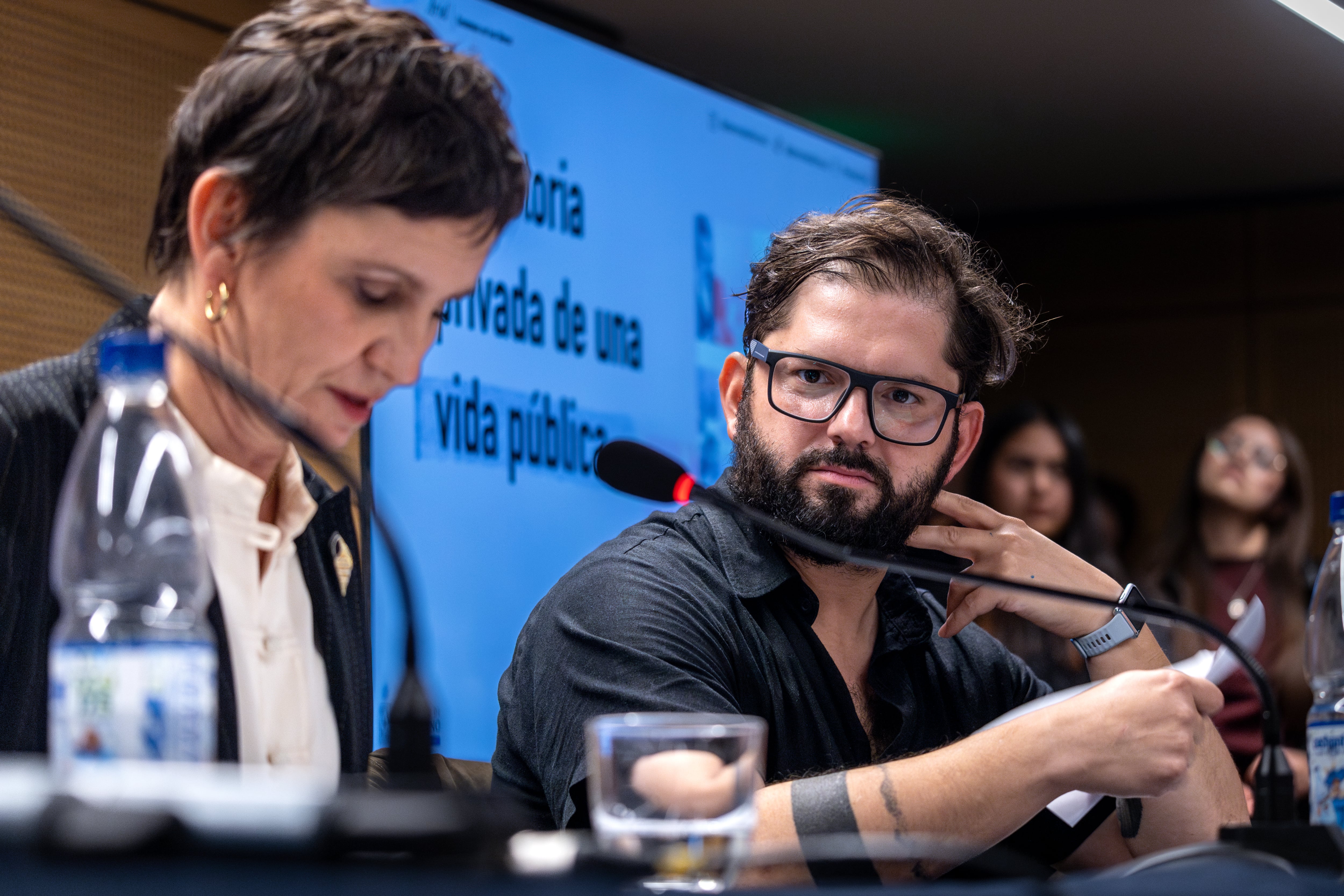 Carolina Tohá y Gabriel Boric, este miércoles.