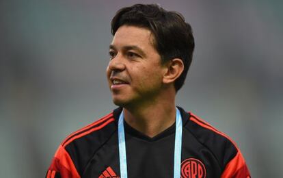 Marcelo Gallardo, en el entrenamiento de River.