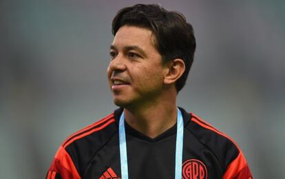 Marcelo Gallardo, en el entrenamiento de River. 