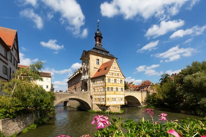 El antiguo ayuntamiento de la ciudad alemana de Bamberg, uno de los edificios más importantes de la parte histórica de la ciudad.