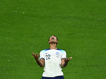 Jude Bellingham después de la derrota de Inglaterra ante Francia en el estadio Al Bayt, el sábado.