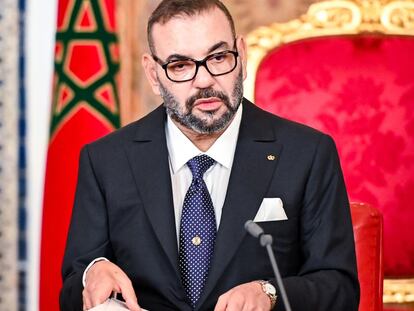 Mohamed VI este sábado durante su discurso con motivo de la Fiesta del Trono