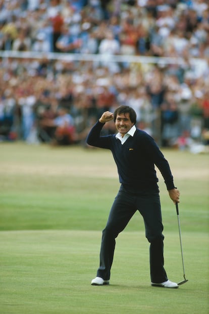 Seve, al ganar el Open Británico de 1984 en Saint Andrews.