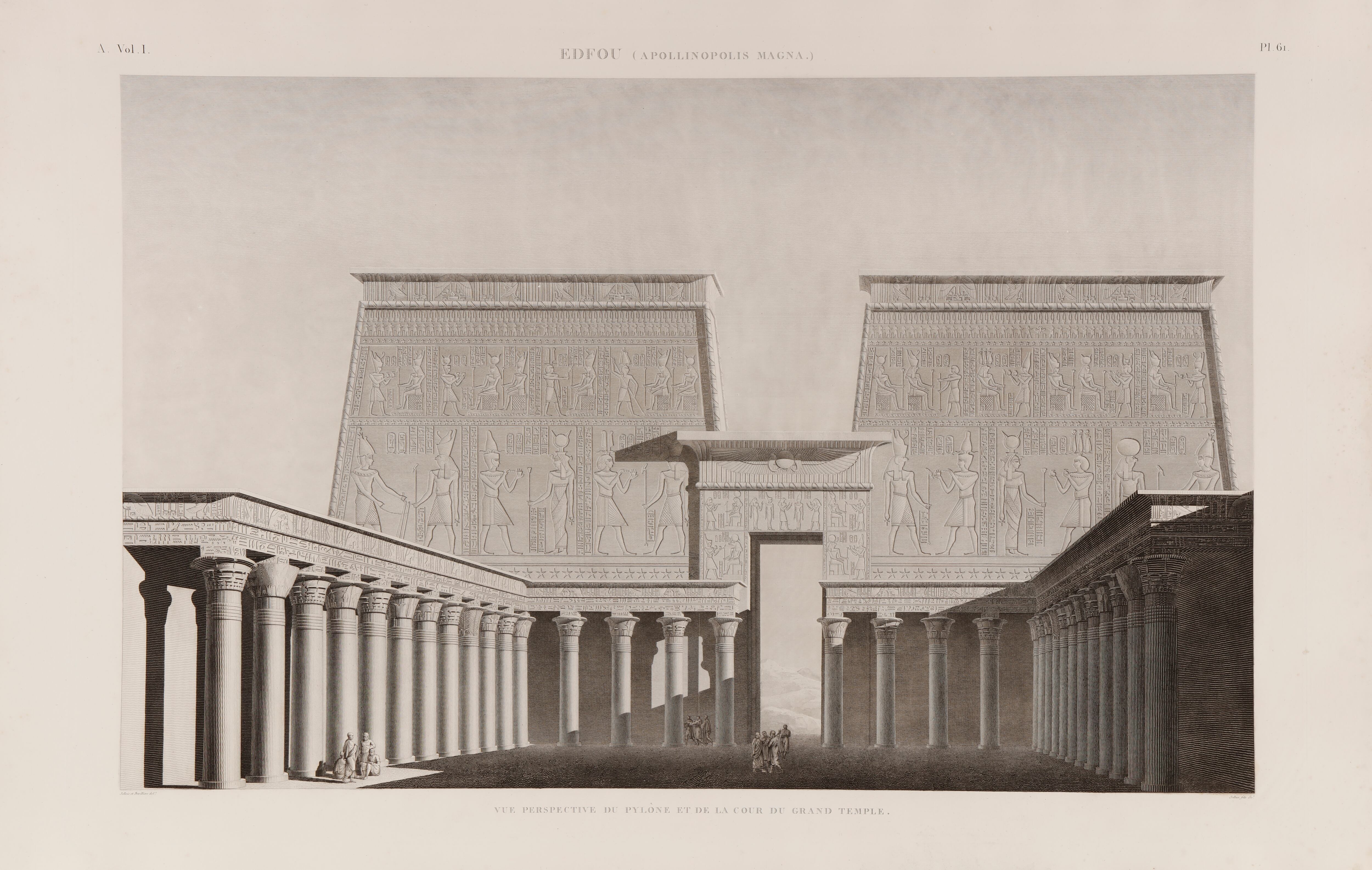 Grabado del Templo de Edfu, perteneciente a la obra 'La descripción de Egipto'.