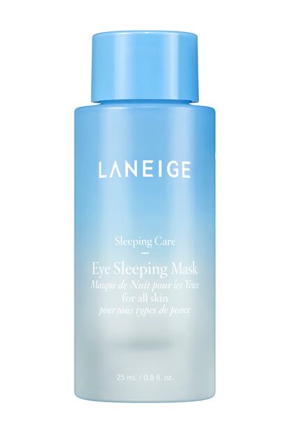 Eye Sleeping Mask de Laneige. Esta mascarilla inédita es un arma infalible para agrandar la mirada: hidrata profundamente la zona del contorno de ojos durante la noche y alivia los signos de cansancio. La tecnología Sleep Ciruclar™ incorporada en este producto es una mezcla revitalizante de cafeína, vitamina PP y enzimas, que ilumina y reduce la hinchazón del contorno de ojos.