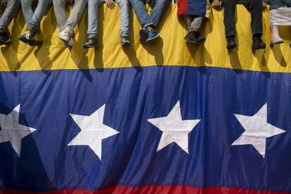 Una bandera venezolana, durante una protesta contra Maduro el día 26.