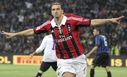 Ibrahimovic celebra un gol ante el Inter en una imagen de 2012.