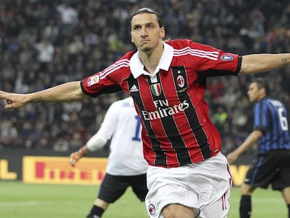 Ibrahimovic celebra un gol ante el Inter en una imagen de 2012.