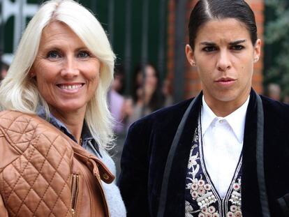 María Sara (izquierda) posa junto a la rejoneadora Lea Vicens, durante una feria en Zaragoza, en octubre de 2015.