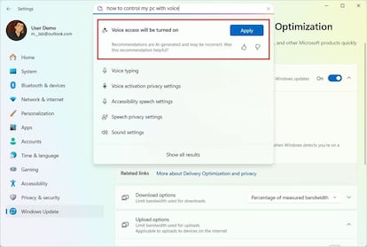 Uso de IA en Windows 11 para la Configuración