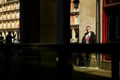 Jorge Dioni, en la plaza Mayor de Madrid.