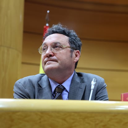 18-02-25. (DVD 1254). El fiscal general del Estado, Álvaro García Ortiz, durante su comparecencia en la Comisión de Justicia del Senado para presentar la Memoria anual de la Fiscalía referida a 2023. Jaime Villanueva/El País