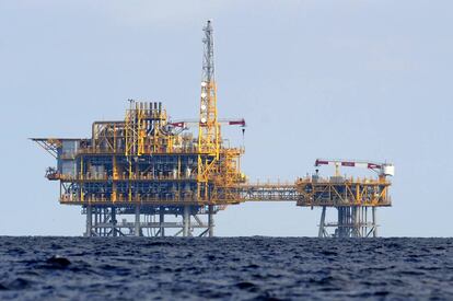 Plataforma del almacén de gas de Castor, en octubre de 2013.