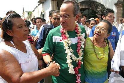 El candidato del PAN, Felipe Calderón, en Chiapa de Corzo, en el Estado de Chiapas.