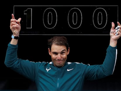 Nadal, durante el homenaje de la organización de la Federación Francesa en Bercy, el pasado miércoles.