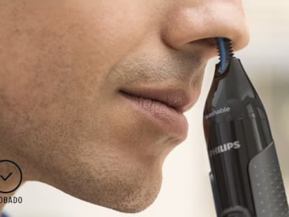 Detalle de unos de los cortapelos para nariz que hemos analizado en esta comparativa. PHILIPS.