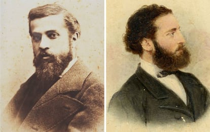 Antoni Gaudí el 1878, con 26 años, en su imagen más conocida de Pau Audouard. A la derecha, la foto de un supuesto Gaudí, realizada por Leopoldo Rovira, también el 1878.