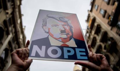 Marcha contra Donald Trump en Barcelona.