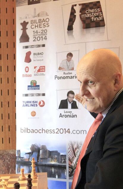 El comentarista y protavoz de la organización Lentxo García, durante la presentación de la Final de Maestros del Grand Slam.