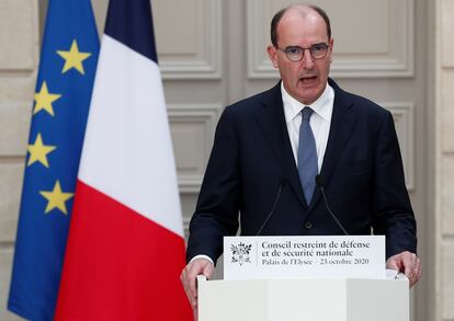 El primer ministro, Jean Castex, en su comparecencia de este viernes en París.