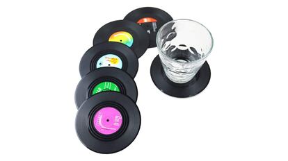 12 posavasos con diseño de discos de vinilo