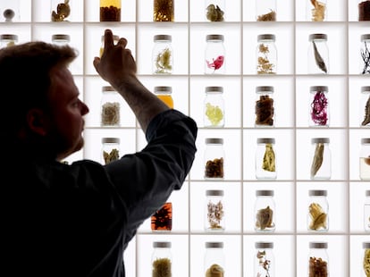 Rasmus Munk, in front of the flavor pantry in the Alchemist R&D kitchen. Image provided by the restaurant.